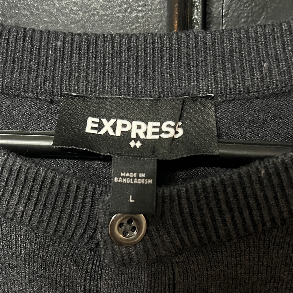 Express Charcoal Ribbed Henley - Picture 2 of 2